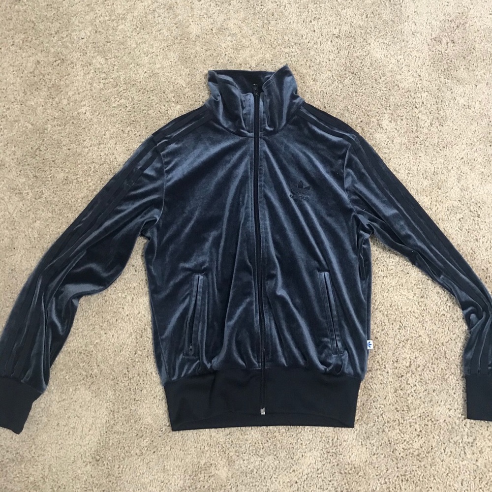Adidas velvet blue/gray zip up jacket